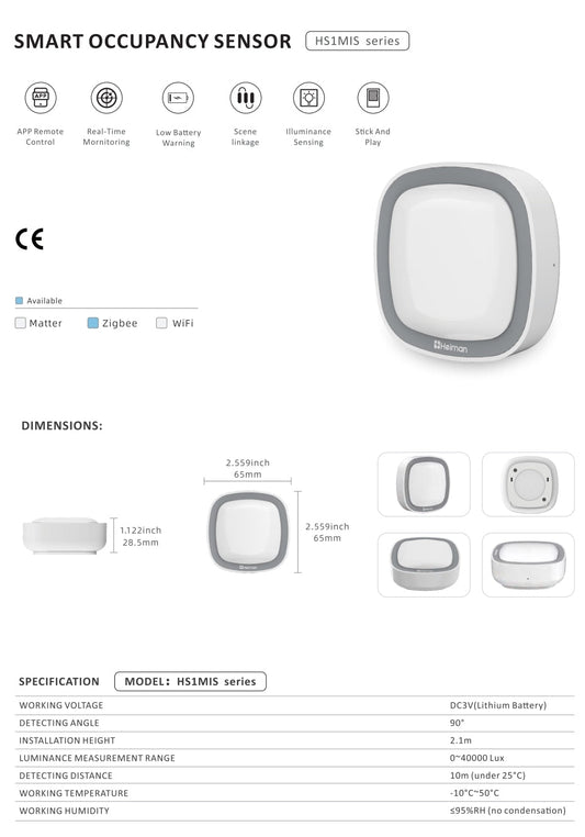 Zigbee 3.0 Infrarot-Präsenzmelder HS1MIS