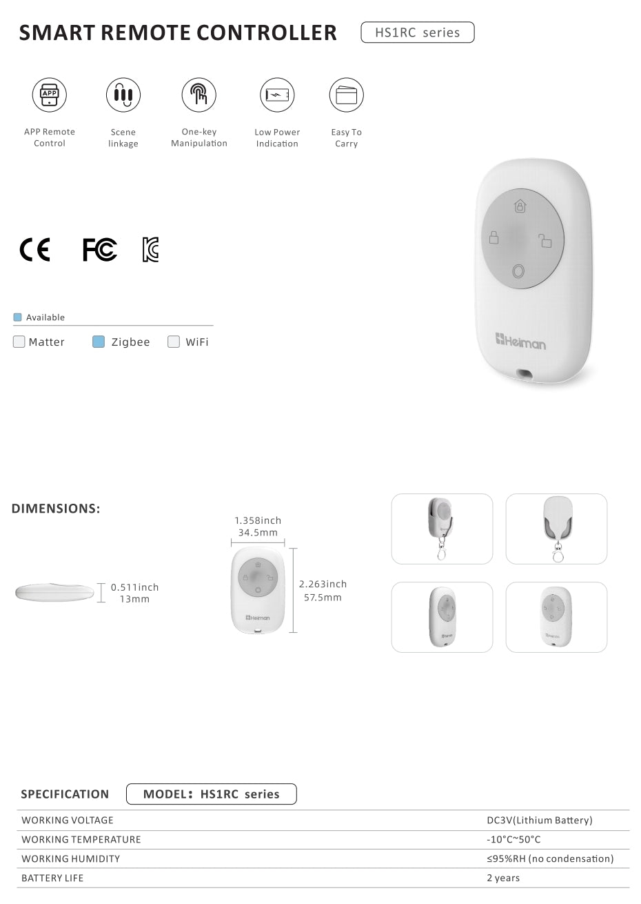 Smarte Zigbee Fernbedienung HS2RC series
