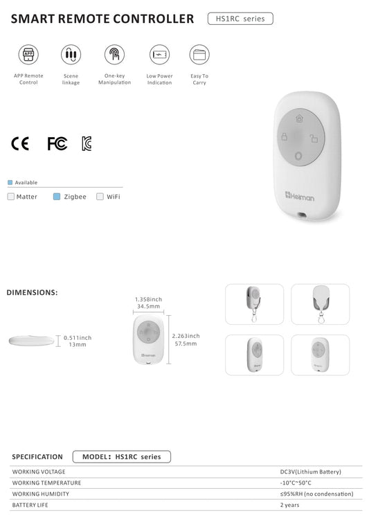 Smarte Zigbee Fernbedienung HS2RC series