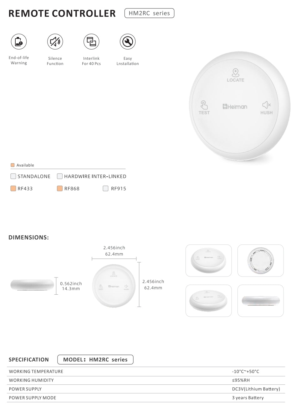 Heiman HM2RC Fernbedienung – zentrale Steuerung für funkvernetzte Melder