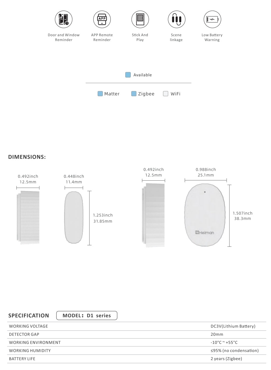 Vorbestellung: Matter Smart Door Sensor Heiman D1-M