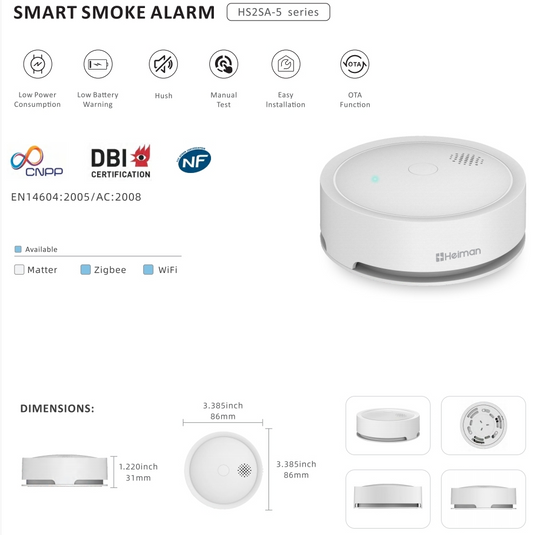 Zigbee 3.0 Rauchmelder HS2SA-5 von Heiman