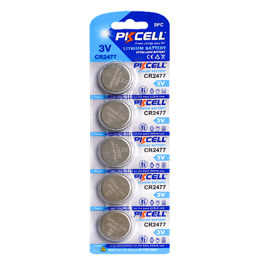 Pile bouton au lithium CR2477 PKCELL 3V (5 pièces)